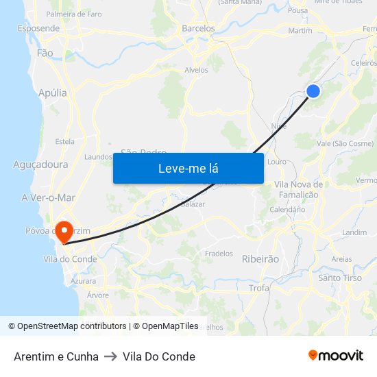 Arentim e Cunha to Vila Do Conde map
