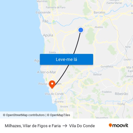 Milhazes, Vilar de Figos e Faria to Vila Do Conde map