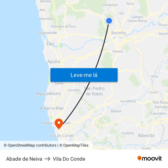 Abade de Neiva to Vila Do Conde map
