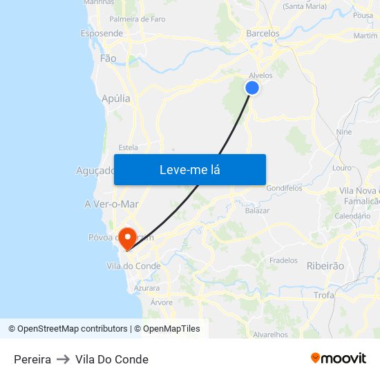 Pereira to Vila Do Conde map