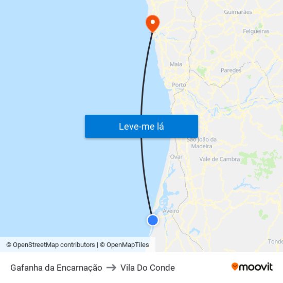 Gafanha da Encarnação to Vila Do Conde map