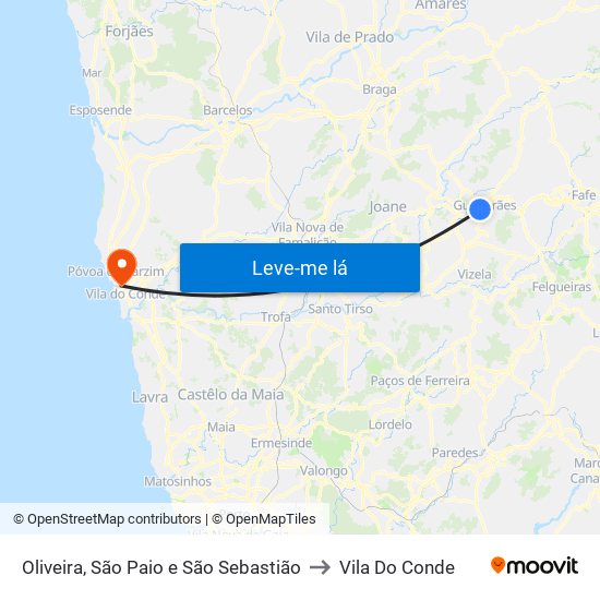 Oliveira, São Paio e São Sebastião to Vila Do Conde map