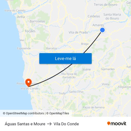 Águas Santas e Moure to Vila Do Conde map