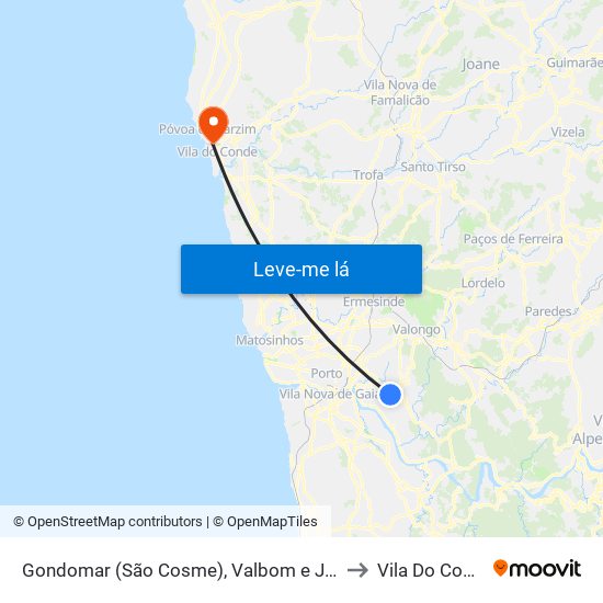 Gondomar (São Cosme), Valbom e Jovim to Vila Do Conde map