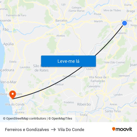 Ferreiros e Gondizalves to Vila Do Conde map