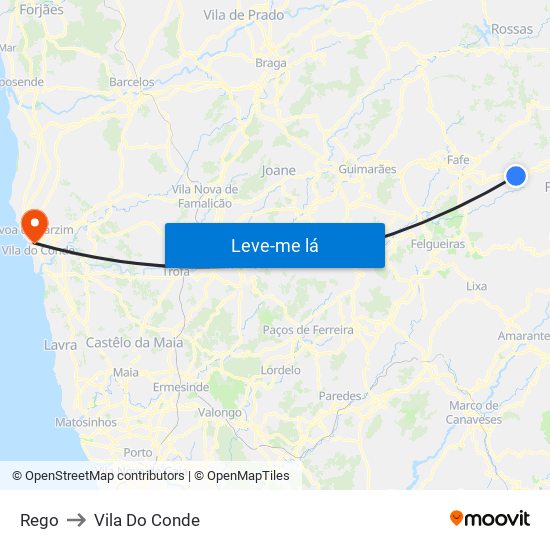 Rego to Vila Do Conde map