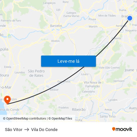 São Vítor to Vila Do Conde map