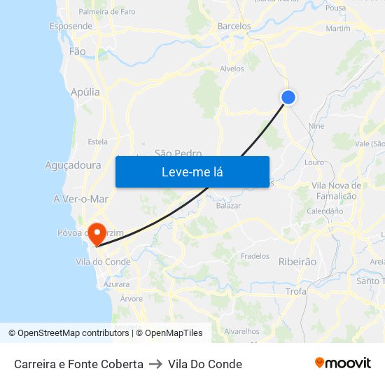 Carreira e Fonte Coberta to Vila Do Conde map