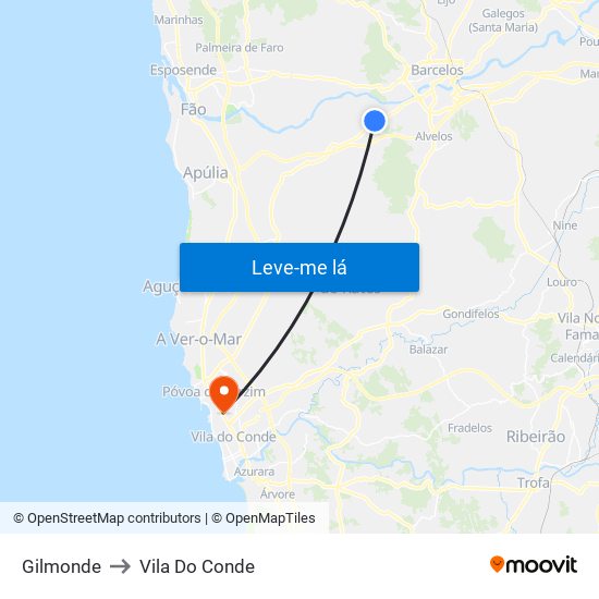 Gilmonde to Vila Do Conde map
