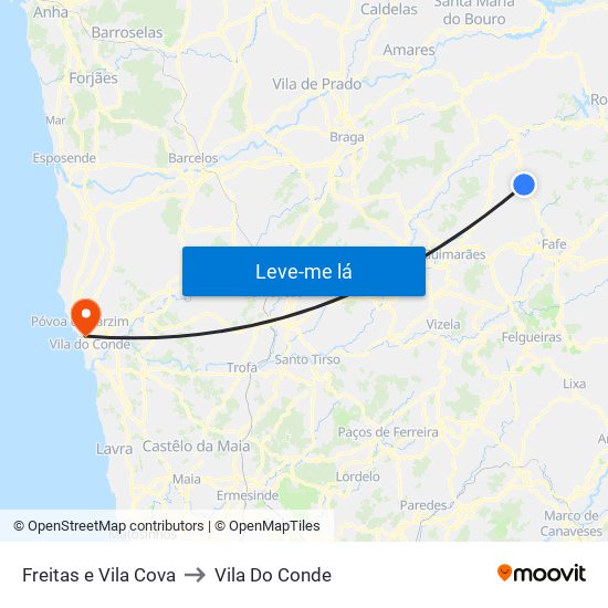 Freitas e Vila Cova to Vila Do Conde map