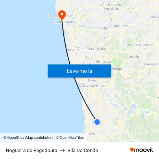 Nogueira da Regedoura to Vila Do Conde map