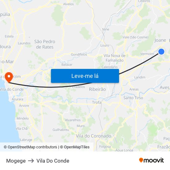 Mogege to Vila Do Conde map