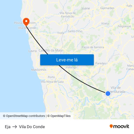 Eja to Vila Do Conde map