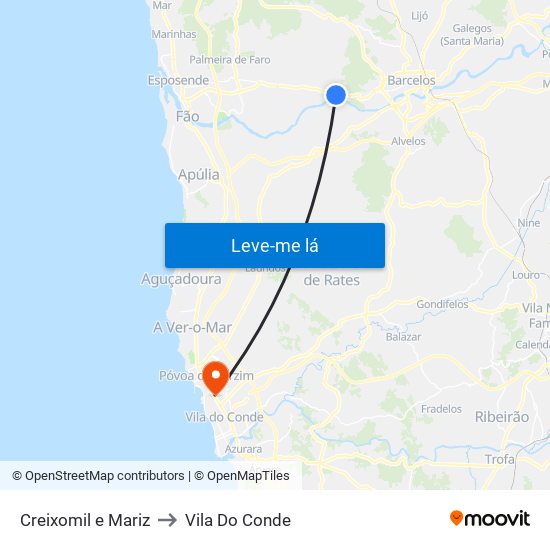Creixomil e Mariz to Vila Do Conde map