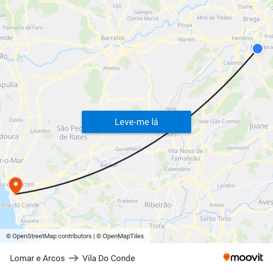 Lomar e Arcos to Vila Do Conde map