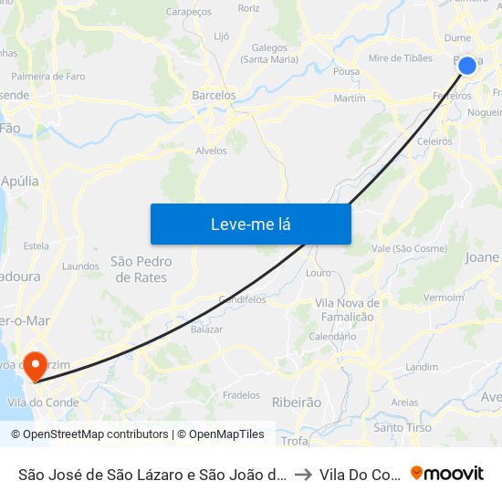 São José de São Lázaro e São João do Souto to Vila Do Conde map