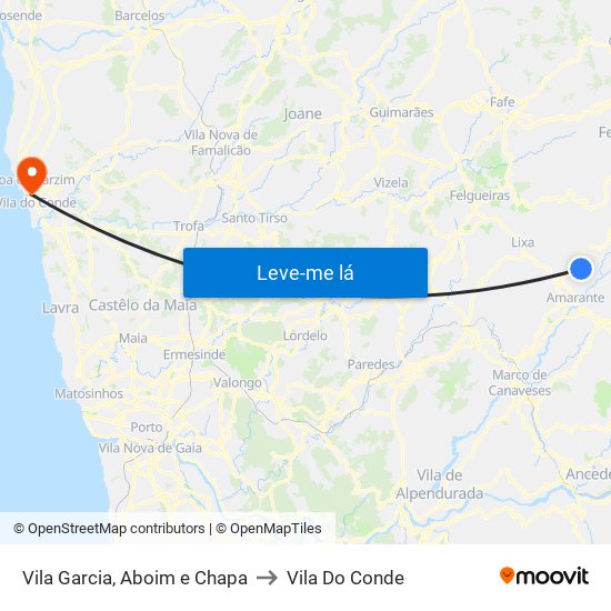 Vila Garcia, Aboim e Chapa to Vila Do Conde map