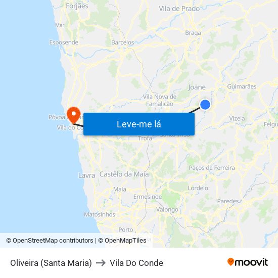 Oliveira (Santa Maria) to Vila Do Conde map
