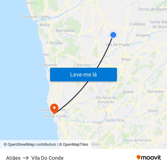 Atiães to Vila Do Conde map