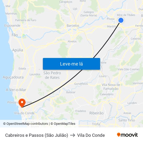 Cabreiros e Passos (São Julião) to Vila Do Conde map
