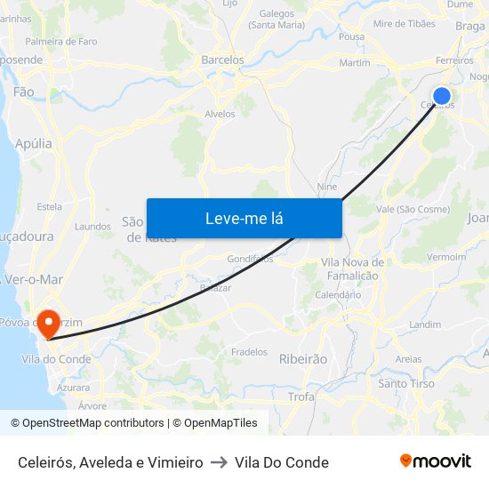 Celeirós, Aveleda e Vimieiro to Vila Do Conde map