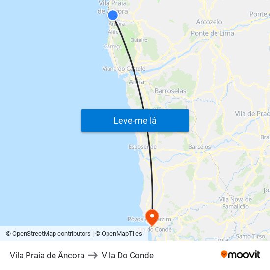 Vila Praia de Âncora to Vila Do Conde map