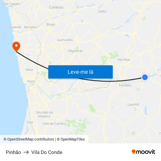 Pinhão to Vila Do Conde map