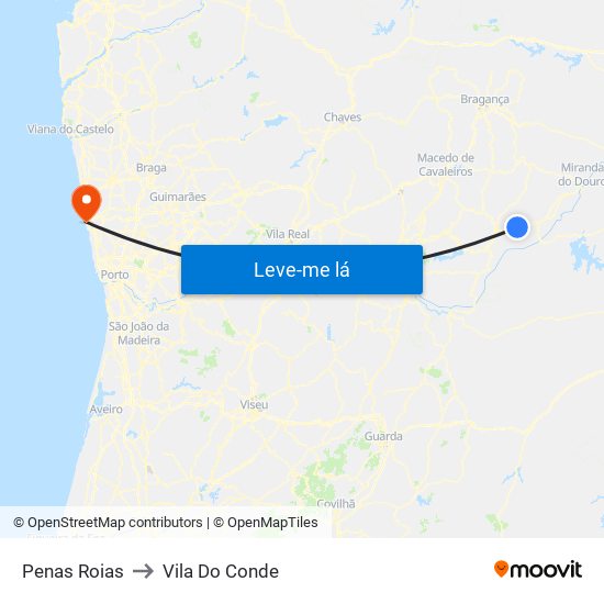 Penas Roias to Vila Do Conde map