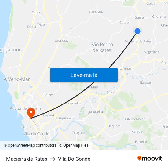 Macieira de Rates to Vila Do Conde map