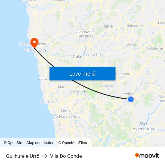 Guilhufe e Urrô to Vila Do Conde map