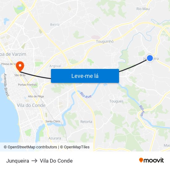 Junqueira to Vila Do Conde map