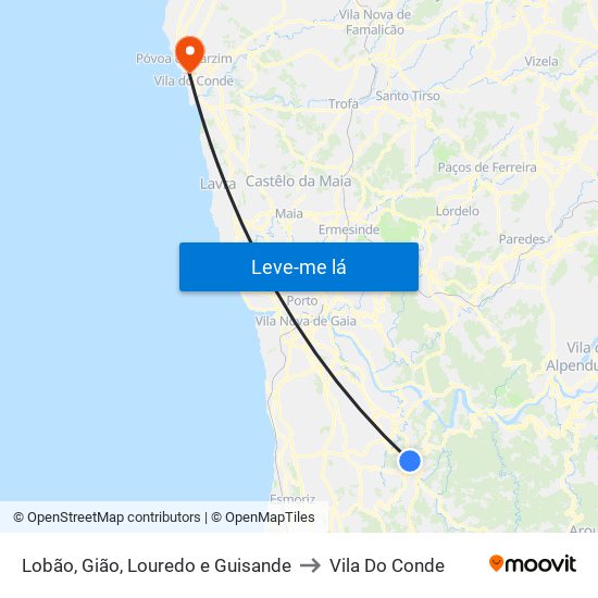 Lobão, Gião, Louredo e Guisande to Vila Do Conde map