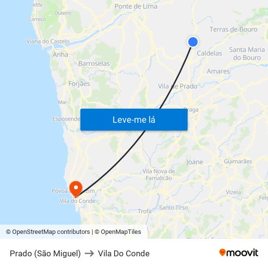 Prado (São Miguel) to Vila Do Conde map