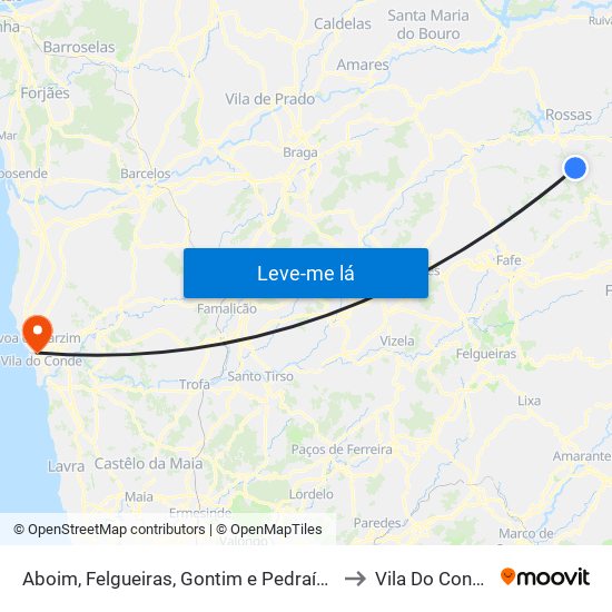 Aboim, Felgueiras, Gontim e Pedraído to Vila Do Conde map
