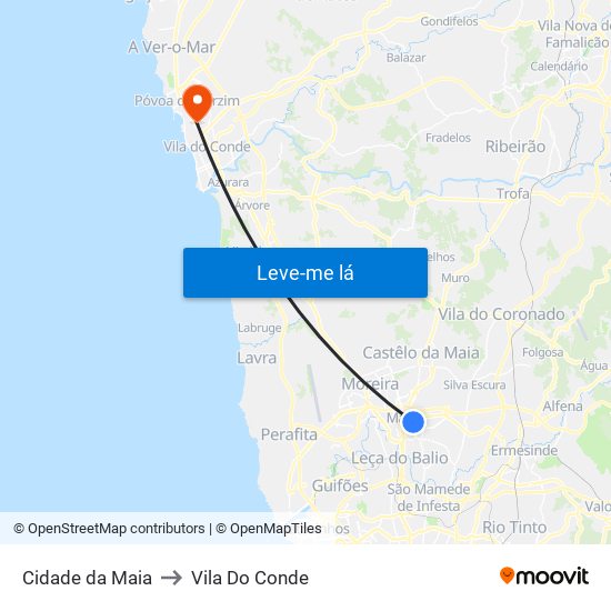 Cidade da Maia to Vila Do Conde map