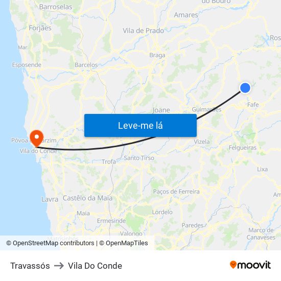 Travassós to Vila Do Conde map