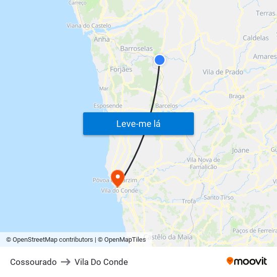 Cossourado to Vila Do Conde map