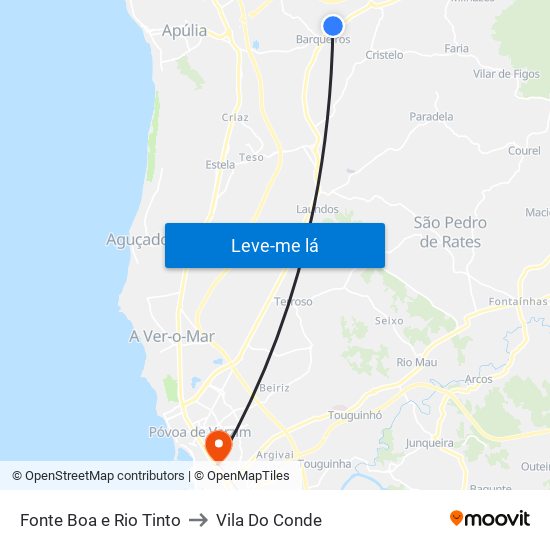 Fonte Boa e Rio Tinto to Vila Do Conde map