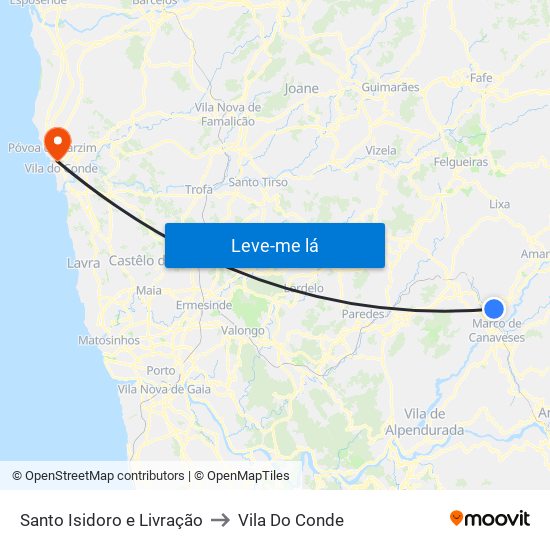 Santo Isidoro e Livração to Vila Do Conde map