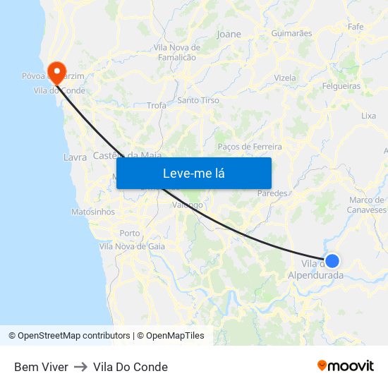 Bem Viver to Vila Do Conde map