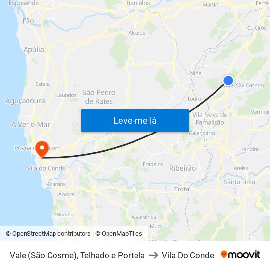 Vale (São Cosme), Telhado e Portela to Vila Do Conde map