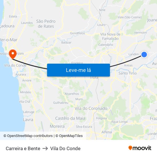 Carreira e Bente to Vila Do Conde map