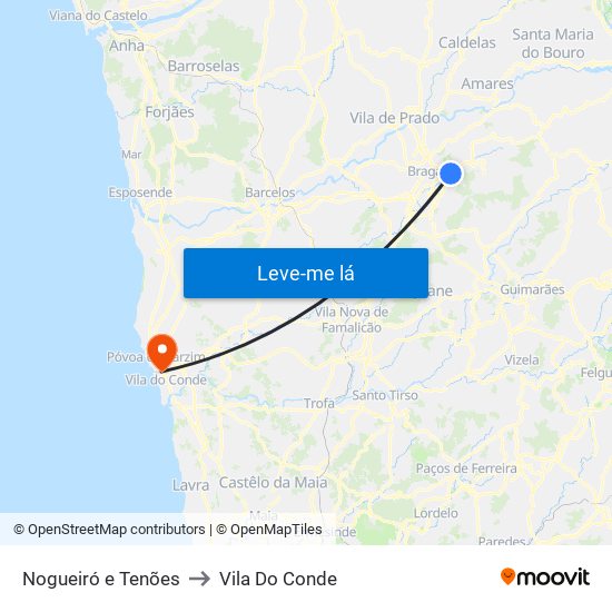 Nogueiró e Tenões to Vila Do Conde map