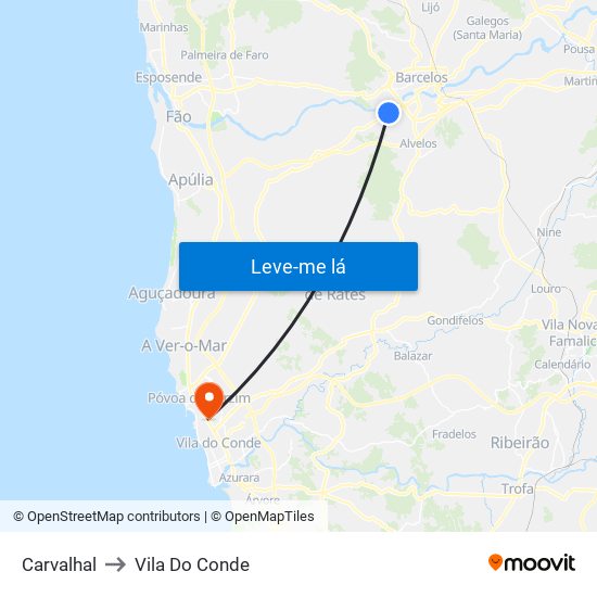 Carvalhal to Vila Do Conde map