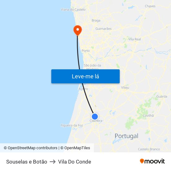 Souselas e Botão to Vila Do Conde map