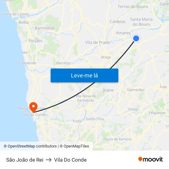 São João de Rei to Vila Do Conde map
