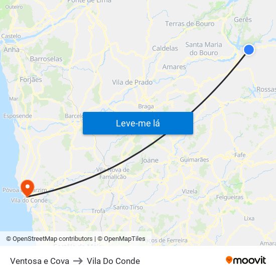 Ventosa e Cova to Vila Do Conde map