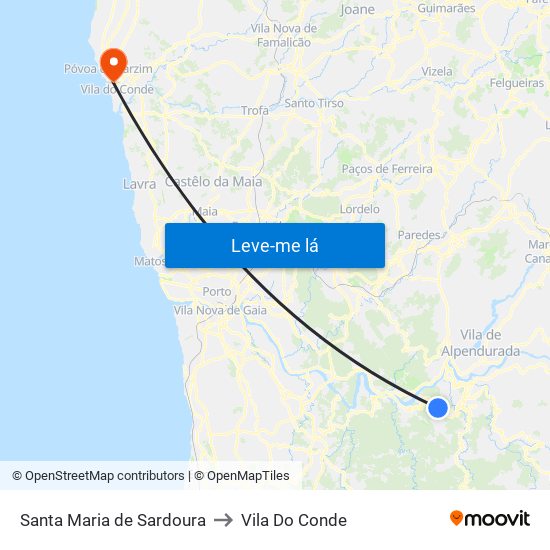 Santa Maria de Sardoura to Vila Do Conde map