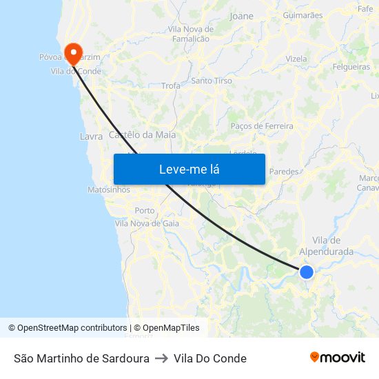 São Martinho de Sardoura to Vila Do Conde map