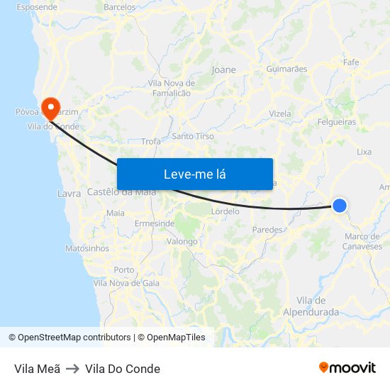 Vila Meã to Vila Do Conde map